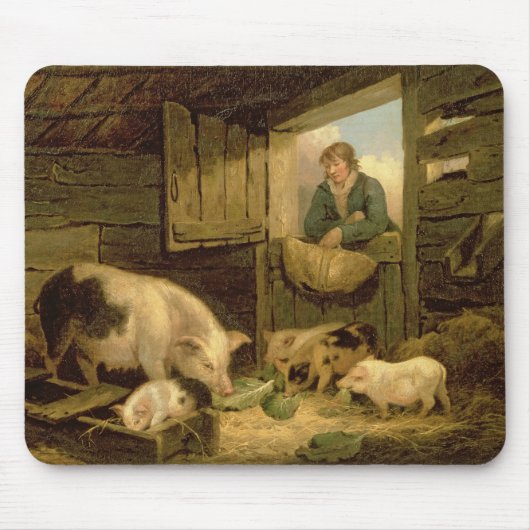 Ein Junge, der einen Schwein-Schweinestall, 1794 Mousepad (Vorne)