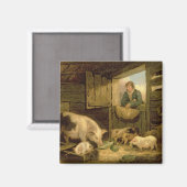 Ein Junge, der in einen Schweinestall schaut, 1794 Magnet (Vorderseite/Rückseite)