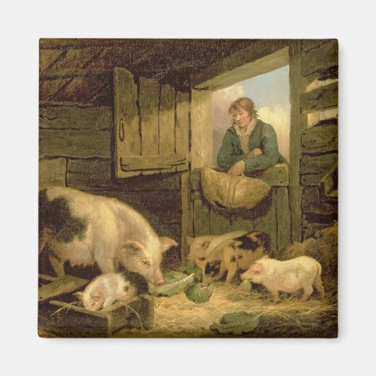 Ein Junge, der in einen Schweinestall schaut, 1794 Magnet (Vorne)