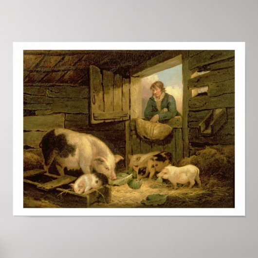 Ein Junge, der in einen Schweinestall schaut, 1794 Poster (Vorne)