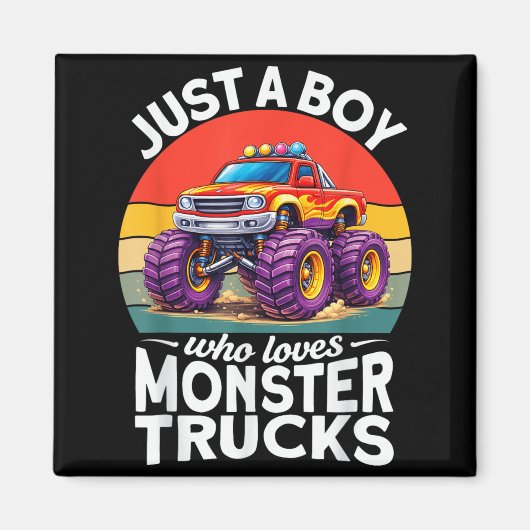 Ein Junge, der Monstertrucks liebt Lustige Kinder Magnet (Vorne)