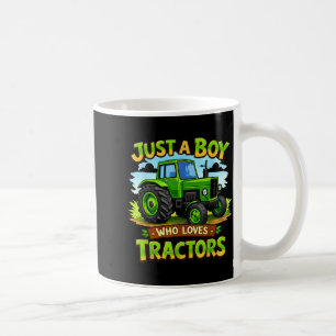 Ein Junge, der Traktoren liebt, lustiger Bauernhof Kaffeetasse