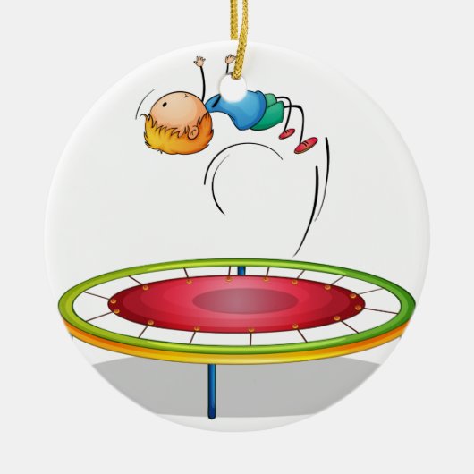 Ein Junge, der Trampoline spielt Keramikornament (Vorne)