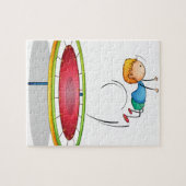 Ein Junge, der Trampoline spielt Puzzle (Horizontal)