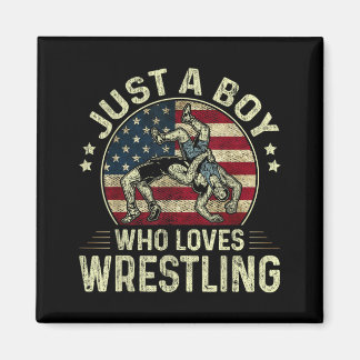 Ein Junge, der Wrestling-Flagge Patriotischer Ring Magnet