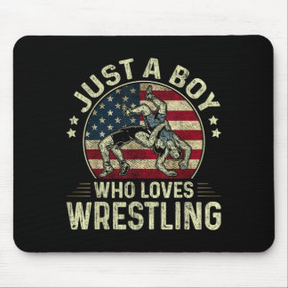Ein Junge, der Wrestling-Flagge Patriotischer Ring Mousepad