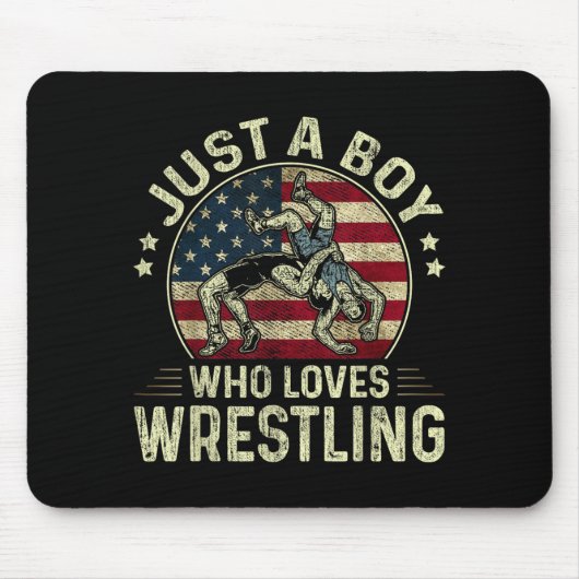 Ein Junge, der Wrestling-Flagge Patriotischer Ring Mousepad (Vorne)