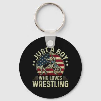 Ein Junge, der Wrestling-Flagge Patriotischer Ring Schlüsselanhänger