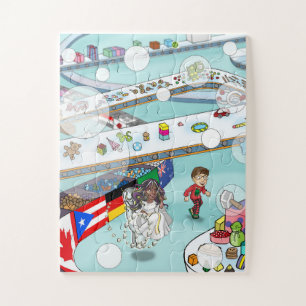 Ein Junge, eine Rollstuhlfahrer-Zahnfleischfabrik  Puzzle