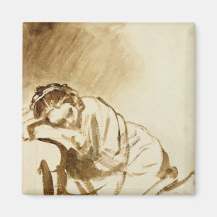 Ein junge Frauen-Schlafen c.1654 Magnet