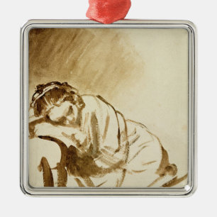 Ein junge Frauen-Schlafen c.1654 Silbernes Ornament