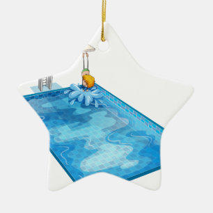 ein Junge in einem Swimmingpool Keramik Ornament