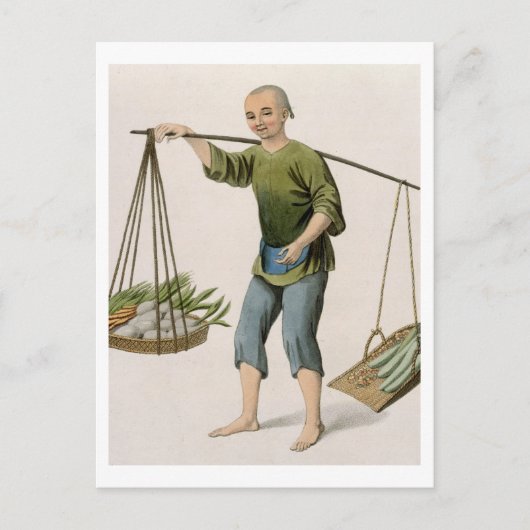 Ein Junge mit Gemüse, Platte 54 von "Die Kostüme Postkarte (Vorderseite)