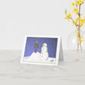 Ein Junge und ein Schneemann Karte (Gelbe Blume)