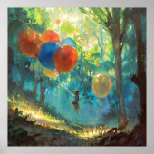 Ein Junge und sein Balloon - farbenfroher Impressi Poster (Vorne)