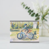 Ein Junge und sein Fahrrad Postkarte (Stehend Vorderseite)