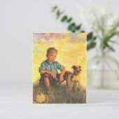 Ein Junge und sein Hund Postkarte (Stehend Vorderseite)