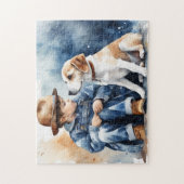 Ein Junge und sein Hund Puzzle (Vertikal)