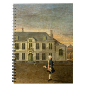 Ein junger Adlig stehend vor einer Villa (sehen Notizblock