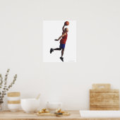 ein junger erwachsener Basketballspieler fliegt Poster (Küche)