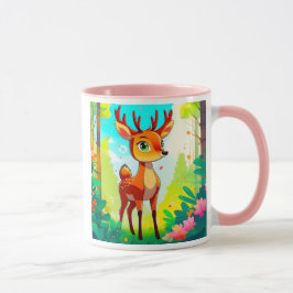 Ein junger Hirsch spaziert in einem Regenwald Tasse