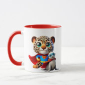 Ein junger Leopard und ein Superheld-Robbenbaby. Tasse (Links)