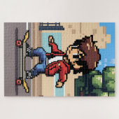Ein junger Mann, der Skateboard in Pixel Art Puzzle (Horizontal)