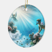 Ein junger Mann findet einen Engel im Riff Keramik Ornament (Links)