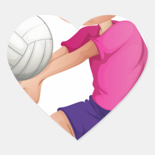 Ein junger Mann spielt Volleyball Herz-Aufkleber