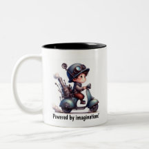 Ein junges glückliches Kind, das mit einem Steampu