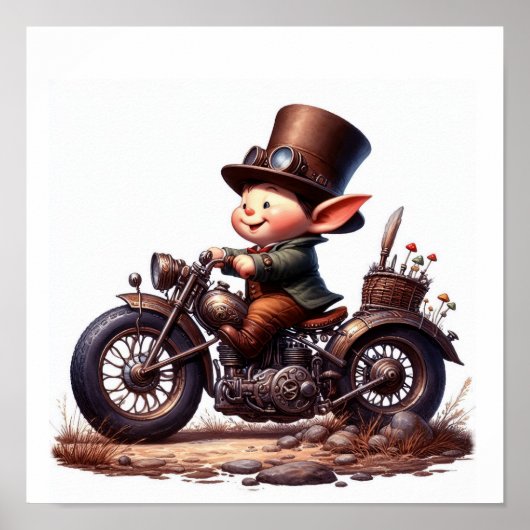 Ein junges glückliches Kind mit einem Steampunk-Mo Poster (Vorne)