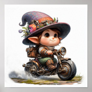 Ein junges glückliches Kind mit einem Steampunk-Mo Poster