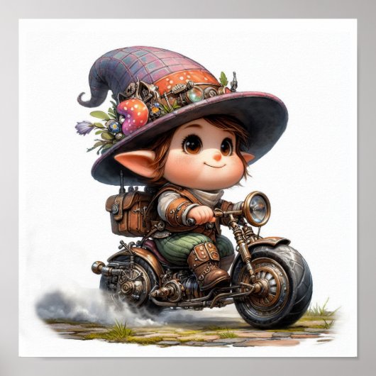 Ein junges glückliches Kind mit einem Steampunk-Mo Poster (Vorne)