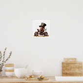 Ein junges glückliches Kind mit einem Steampunk-Mo Poster (Küche)