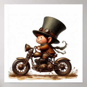 Ein junges glückliches Kind mit einem Steampunk-Mo Poster