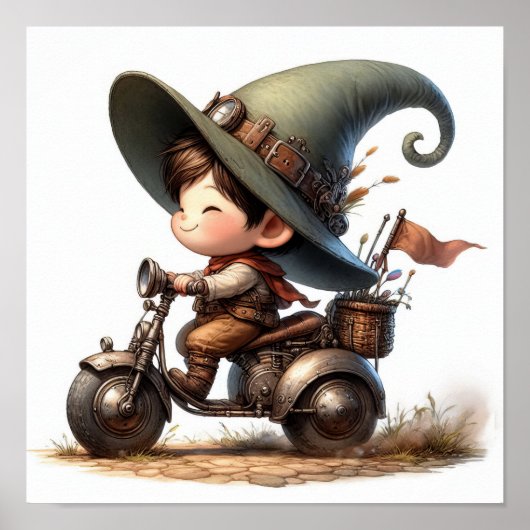 Ein junges glückliches Kind mit einem Steampunk-Sc Poster (Vorne)