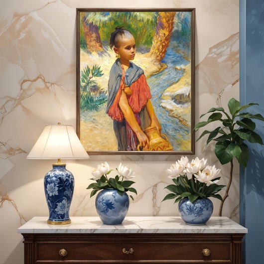 Ein junges Mädchen am Fluss Poster