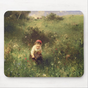 Ein junges Mädchen auf einem Gebiet Mousepad