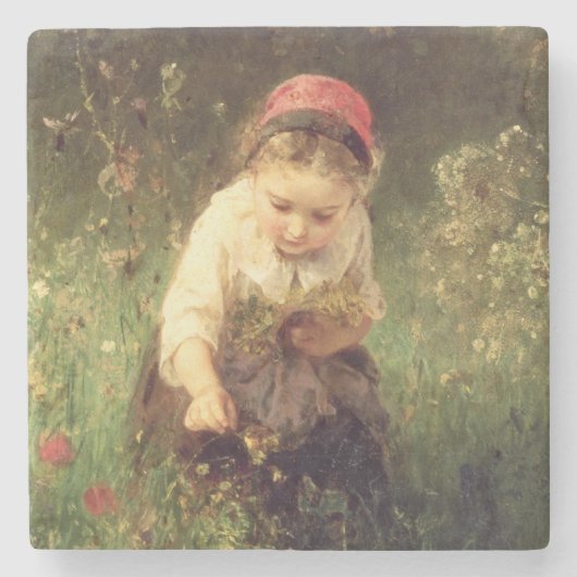 Ein junges Mädchen auf einem Gebiet Steinuntersetzer (Vorderseite)