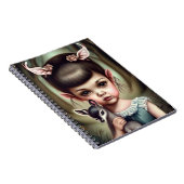 Ein junges Mädchen, das ein Reh hält Notizblock (Rechte Seite)