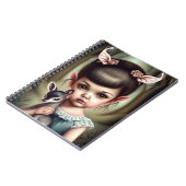 Ein junges Mädchen, das ein Reh hält Notizblock (Linke Seite)