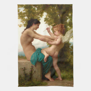 Ein junges Mädchen, das sich gegen Eros verteidigt Geschirrtuch