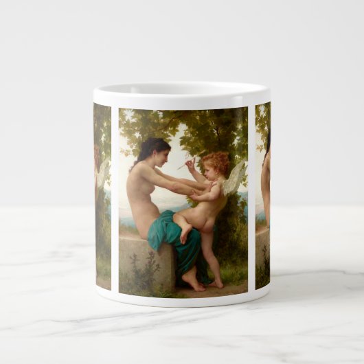 Ein junges Mädchen, das sich gegen Eros verteidigt Jumbo-Tasse (Vorderseite)