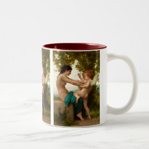 Ein junges Mädchen, das sich gegen Eros verteidigt Zweifarbige Tasse