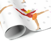 Ein junges Mädchen-Eis-Skaten als Geschenkpapier (Rolleneckpunkt)