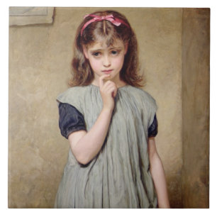 Ein junges Mädchen im Klassenzimmer, 1876 (Öl au Fliese