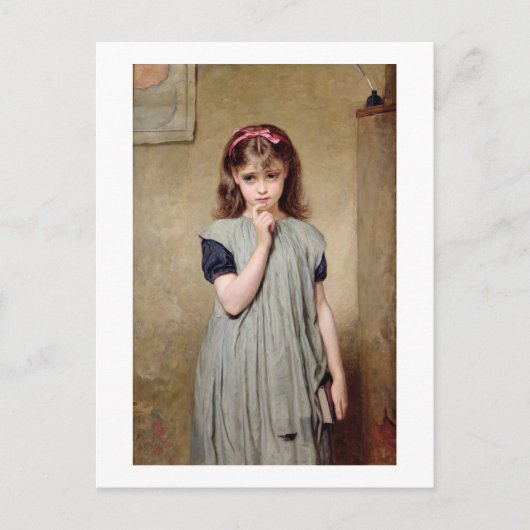 Ein junges Mädchen im Klassenzimmer, 1876 (Öl auf Postkarte (Vorderseite)