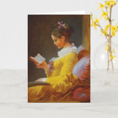 Ein junges Mädchen lesen (Der Leser) Karte (Gelbe Blume)