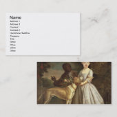 Ein junges Mädchen mit einem Hund und einer Seite, Visitenkarte (Vorne/Hinten)