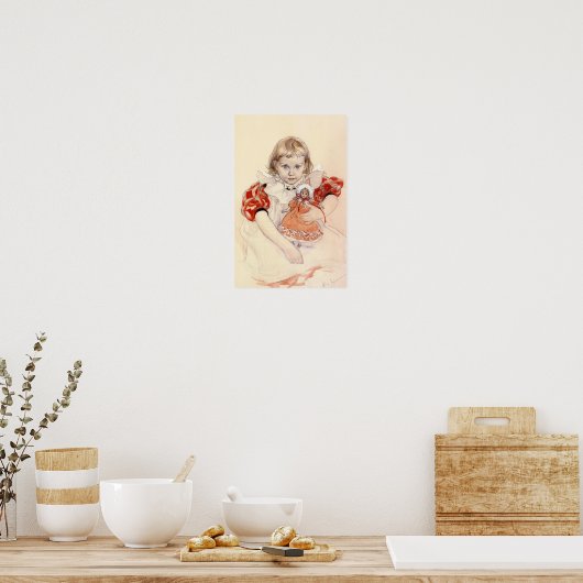 Ein junges Mädchen mit einer Puppe, feine Kunst, Poster (Küche)